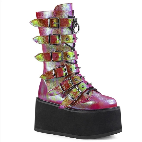 Demonia Shoes - Pink Iridescent Vegan Leather